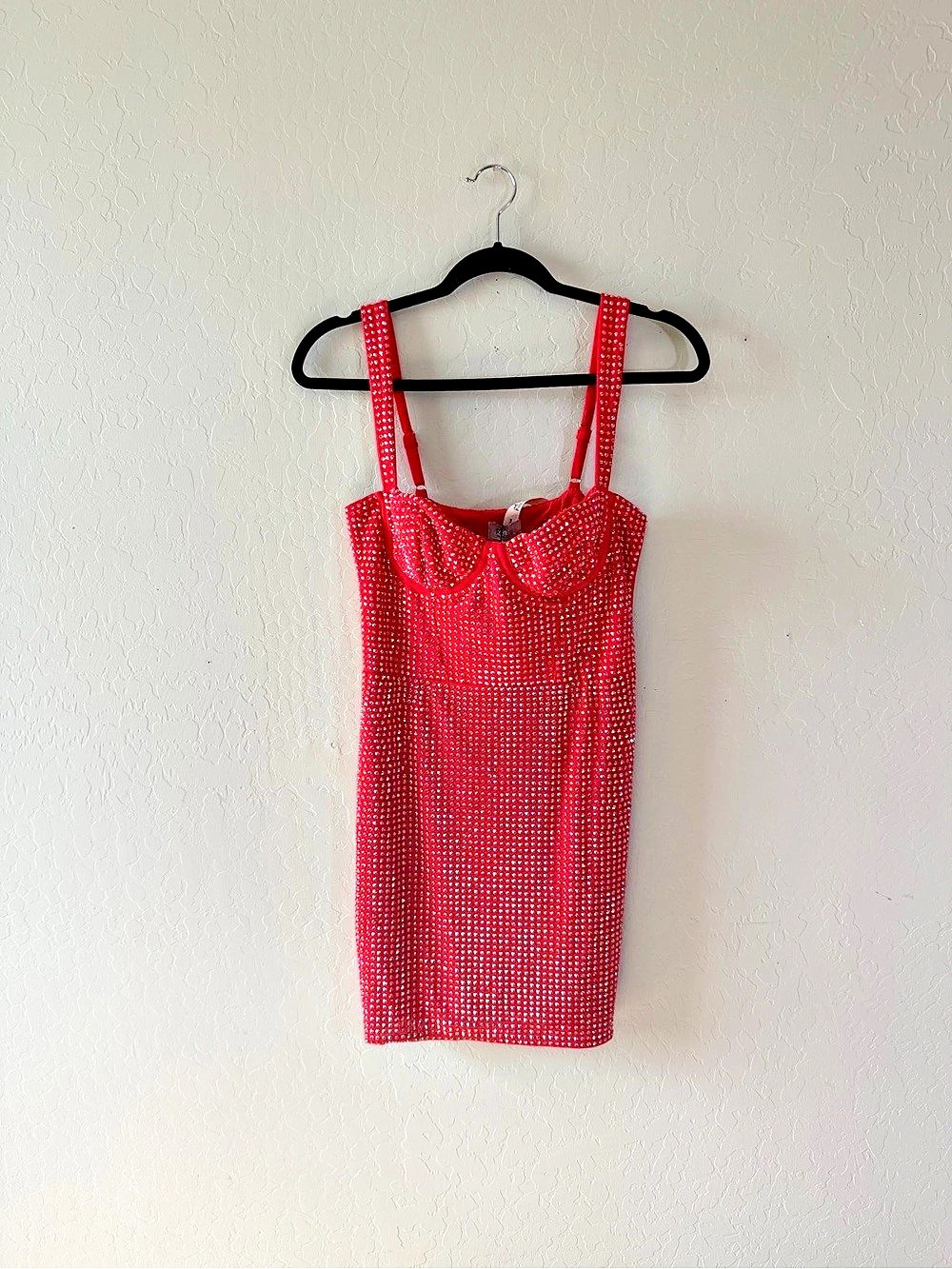 Oh Polly Ines Embellished Sweetheart Corset Mini Dress Red Size 6